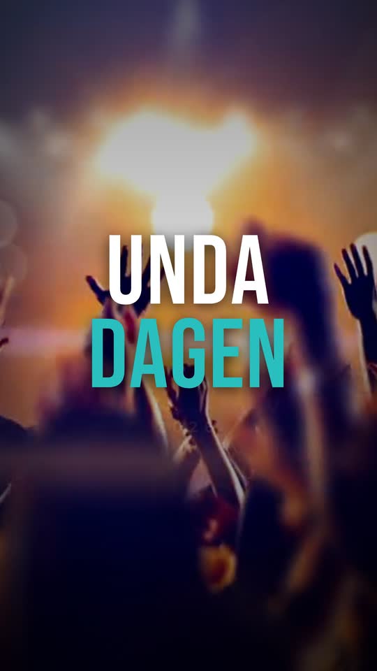 Reel for Unda-dagen: the event title over a crowd with raised hands at the campsite